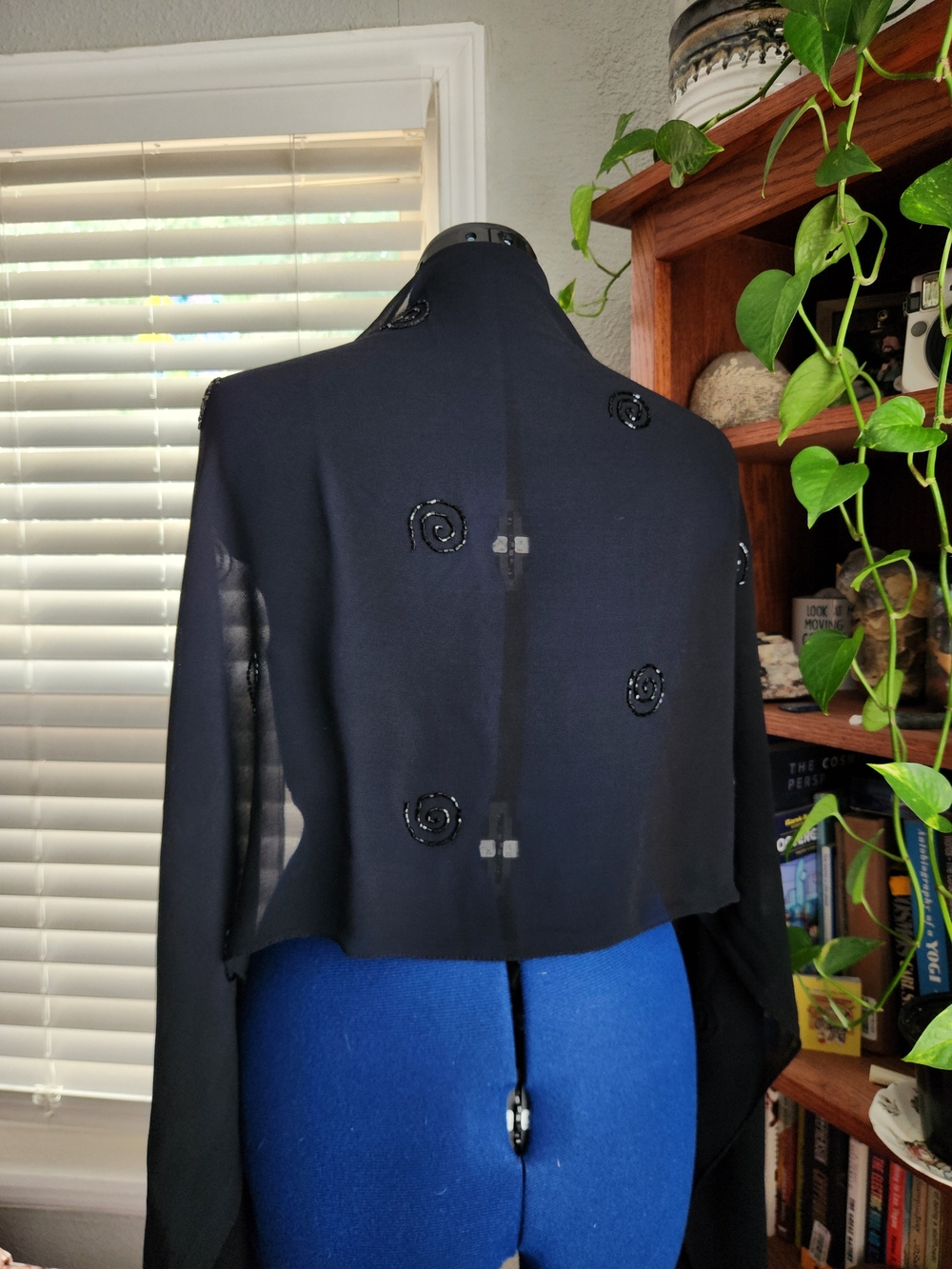 Black Embellished Crop Jacket - Women